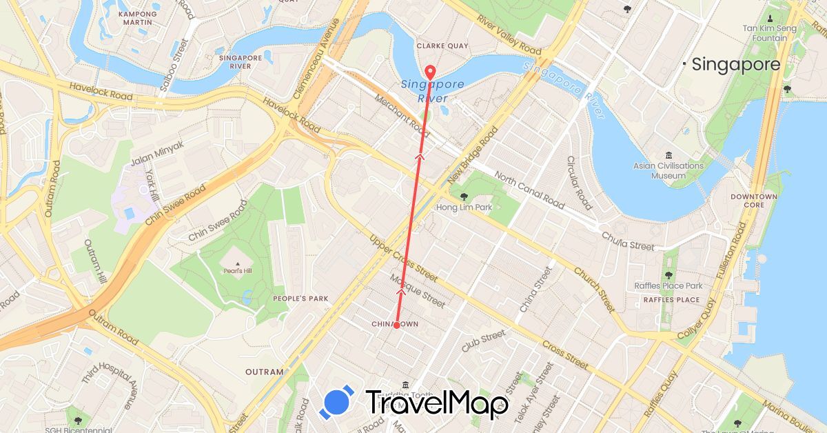 TravelMap itinerary: driving, hiking in Singapore (Asia)